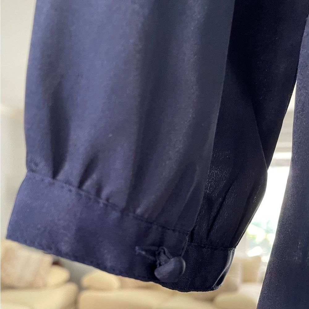 J Crew women’s Navy blue long sleeves round neck embroidered top/ shirt size S - Picture 4 of 6